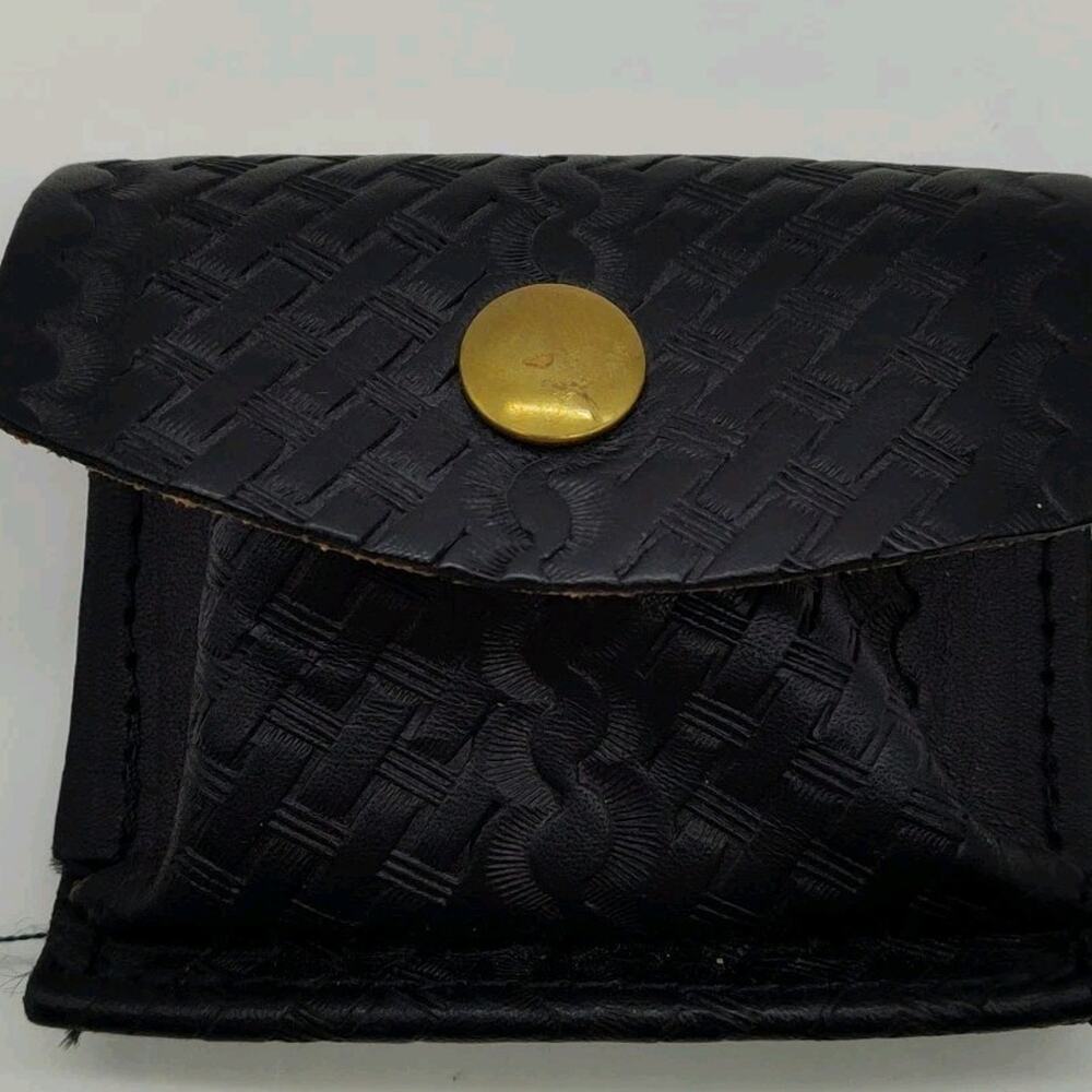 Boston Leather 5640-3-B Basketweave Black Rubber Glove/CPR Shield Pouch